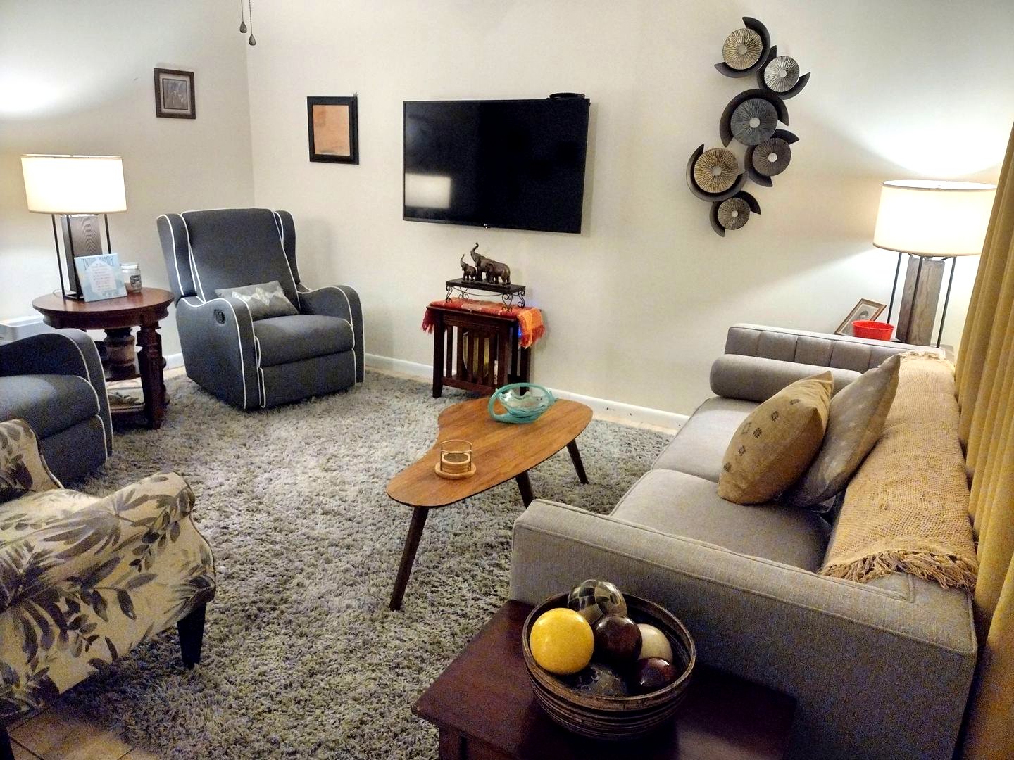 A cozy living room with fresh vacuumed carpet after a deep clean